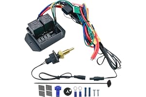 American Volt Digital Adjustable Dual Electric Radiator Fan NPT Thread Thermostat Switch 104'F-230'F Temperature Sensor Controller Relay Wiring Kit (1/8" NPT)
