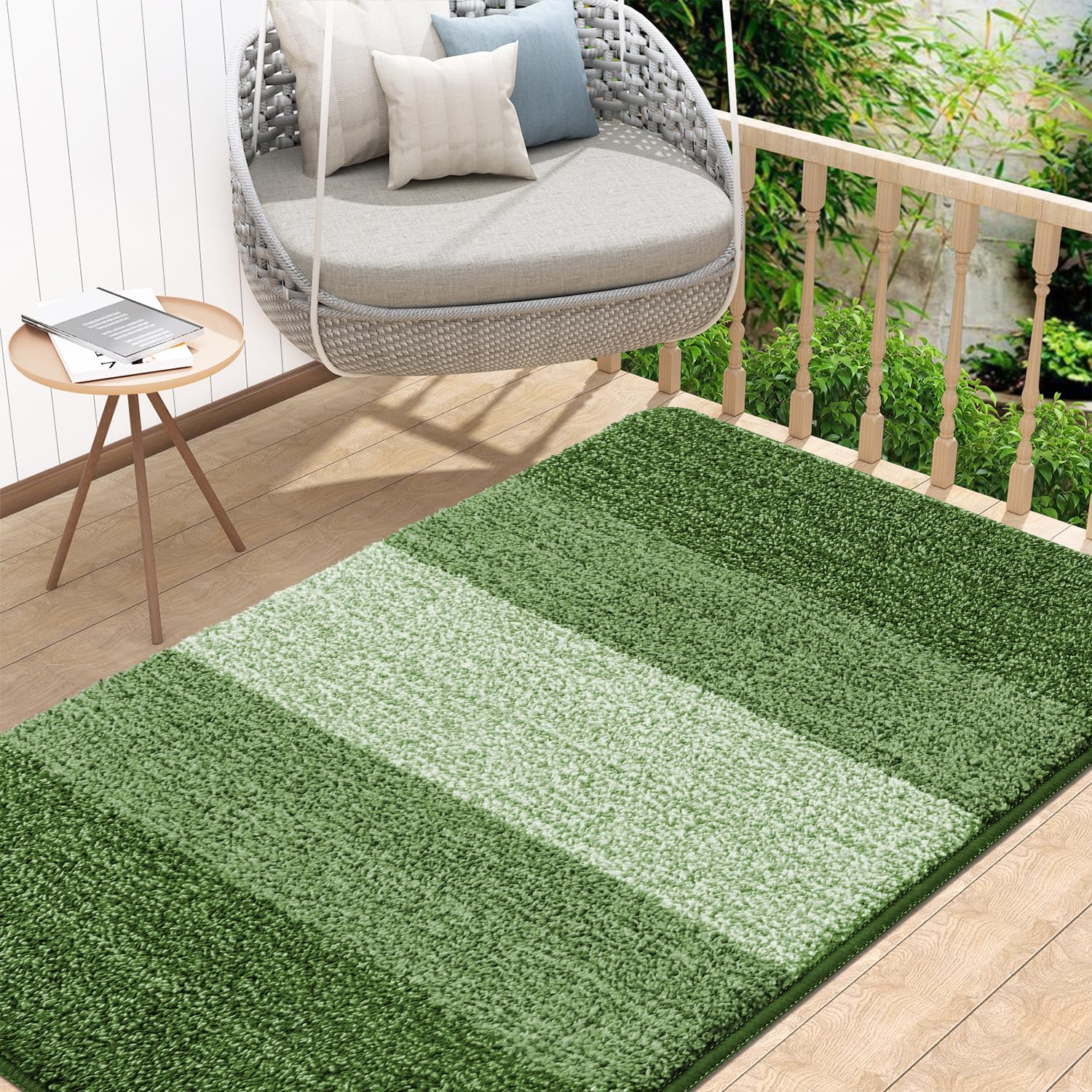 Photo 1 of Kitinjoy Indoor Outdoor Door Mat, 48x32 Non-Slip Absorbent Dirt Trapper, Low-Profile Washable Inside Entrance Front Floor Mat, Sturdy Soft Entry Doormats for Entryway, Green