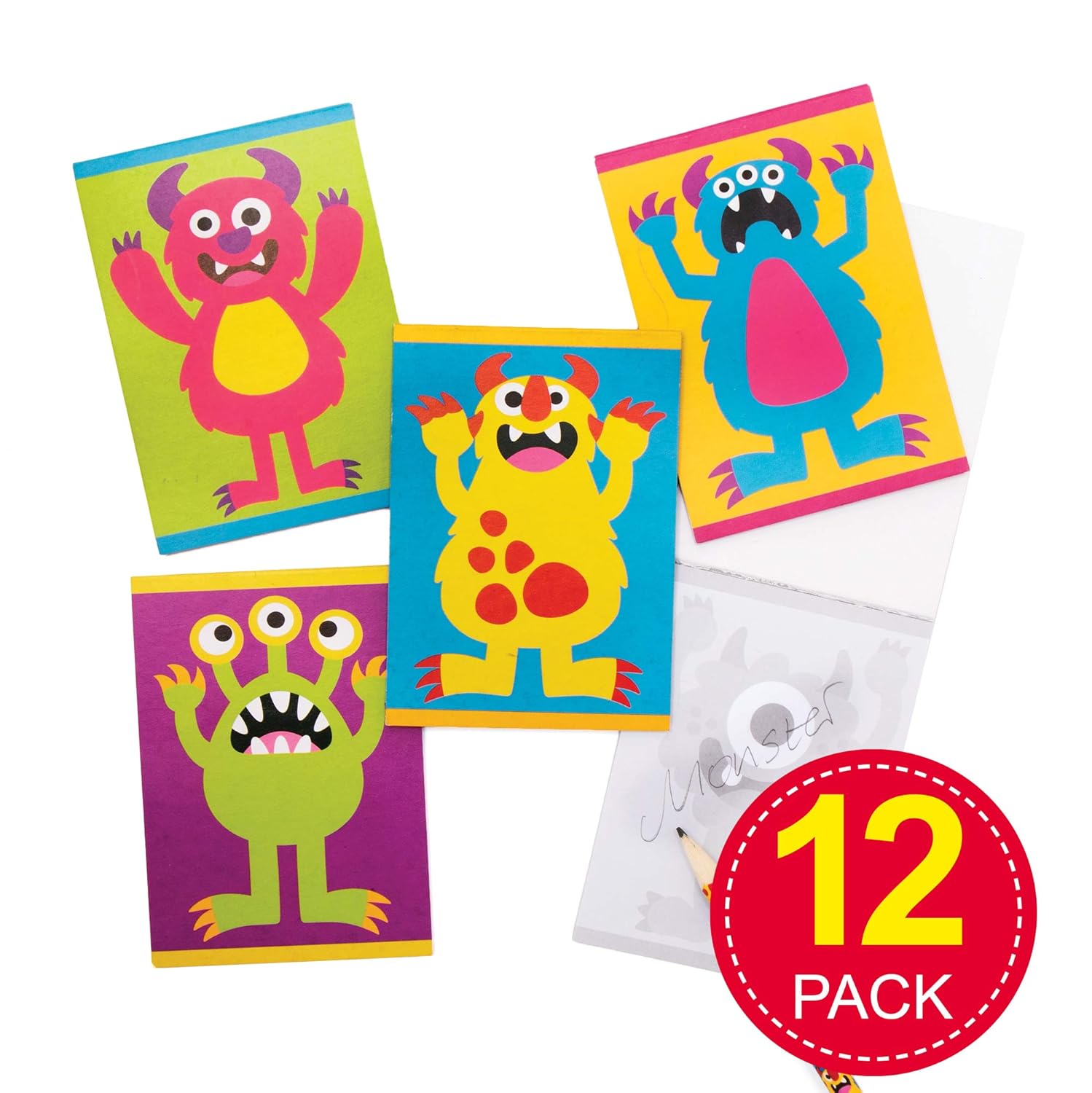 Baker Ross AX272 Monster Bunch Notepads - Pack of 12, Drawing Pads for Kids Ideal Party Bag Filler, Multicolor, Einzelpack - Image 3