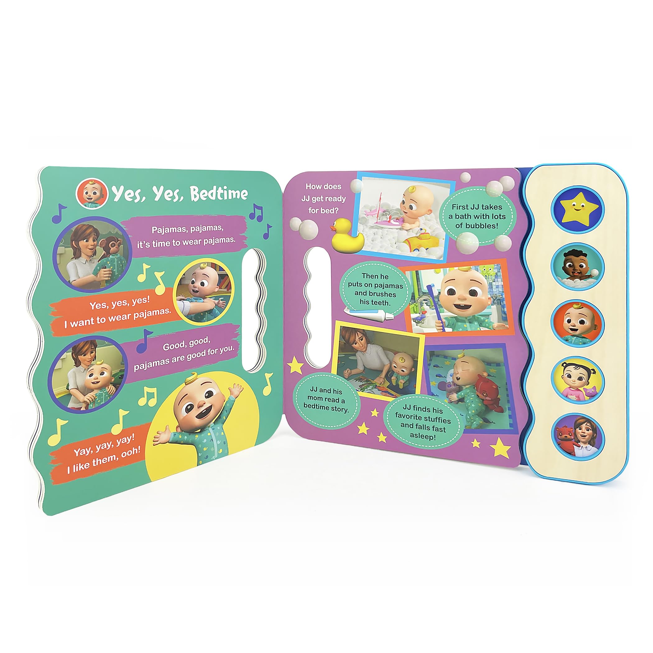 Cocomelon Yes, Yes Bedtime 5-Button Song Book: Sing and Read Toy Book with JJ and Friends, Ages 2-7
