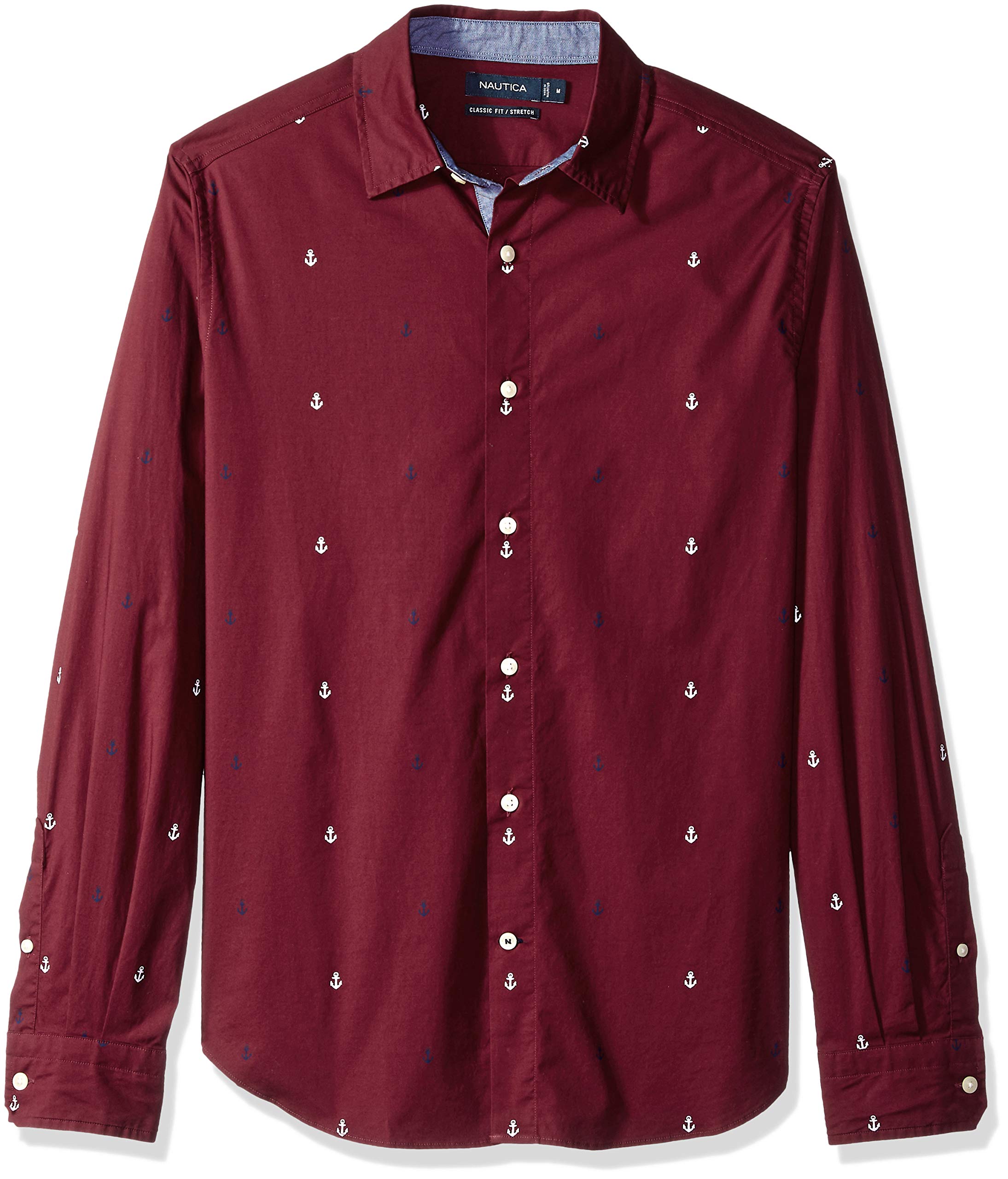 Nautica Men's Classic Fit Long Sleeve Print Pattern Button Down Shirt