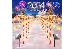 24 Pack Christmas Decorations Outside, Set of 12 KOOPER 19” Solar Candy Cane Christmas Decorations Outdoor Yard with 8 Modes and 144 Bright LED, Waterproof Christmas Candy Cane Lights Outdoor Pathway