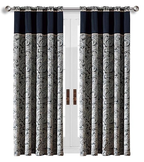 Oxford Homeware Pair Paisley Pattern Floral Pencil Pleat Curtains