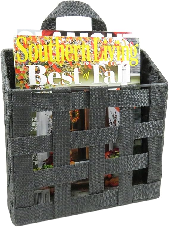 Hanging Magazine File Storage Organizer Basket Woven Strap