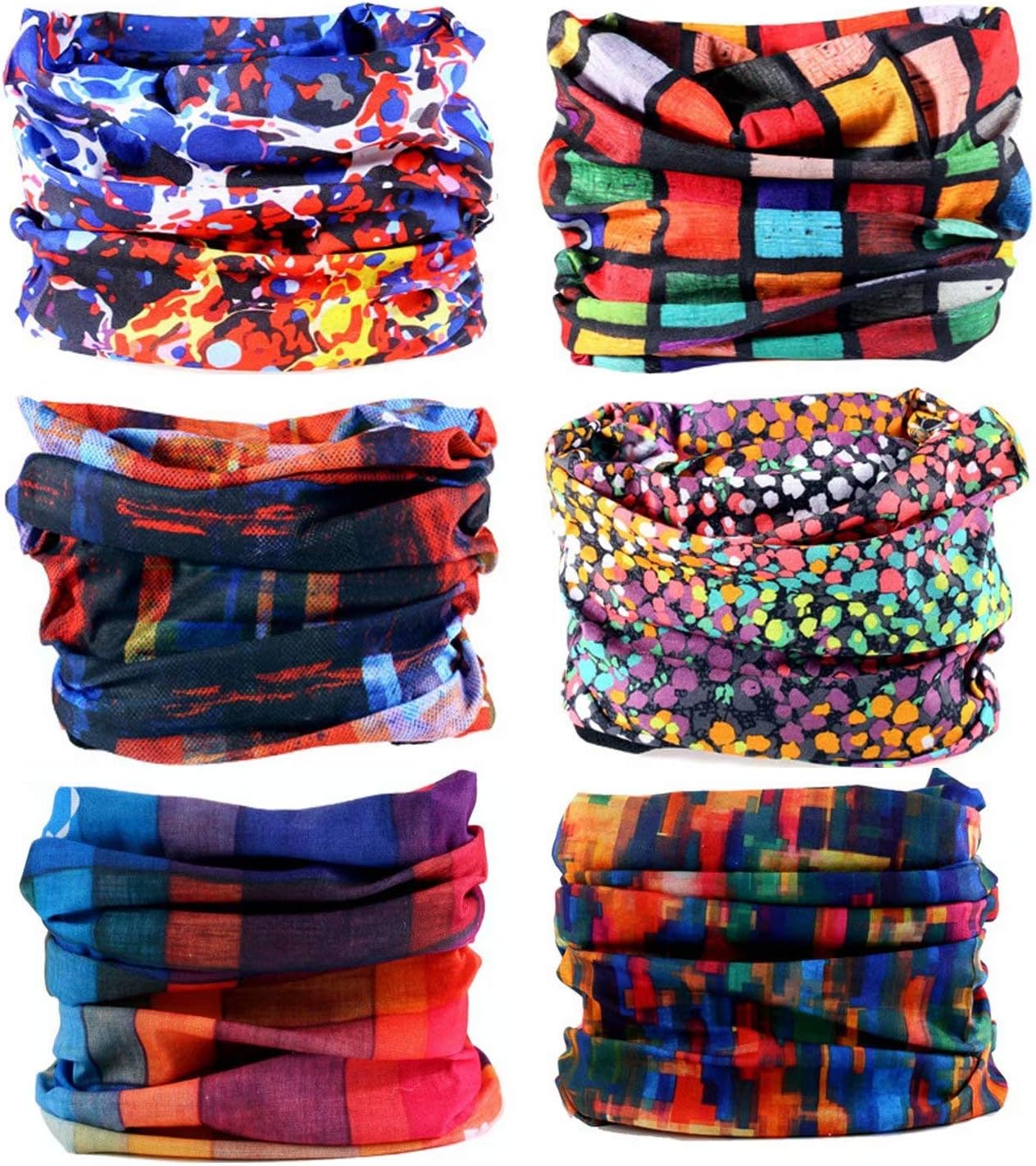 DEMIL 16-in-1 12PCS/6PCS Multifunctional Headwear Yoga Sports Stretchable Casual Headband Seamless Neckwarmer Headwrap Bandana Scarf