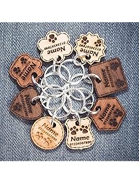 Wooden Dog Tag | Cat Tag | Personalised Pet ID | Engraved with Name and Phone Number | 6 Solid Wood Types | 8 Shapes | 3 Sizes | Thickness - 3mm/5mm ❤