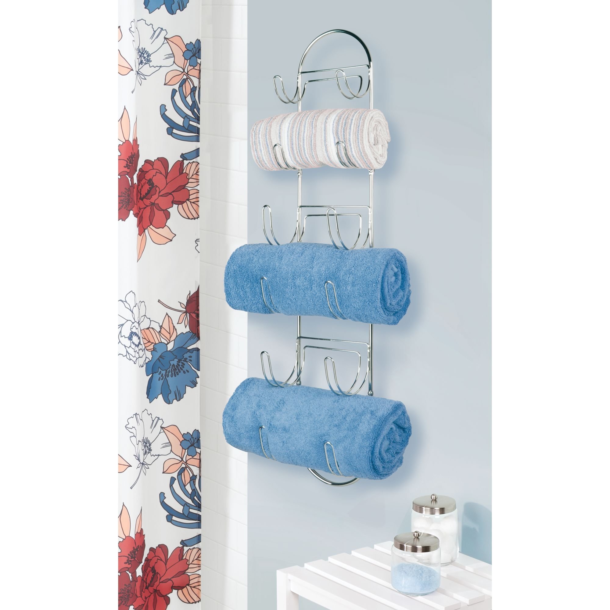 mDesign Wall Mount Metal Wire Towel Storage Shelf Organizer Rack Holder