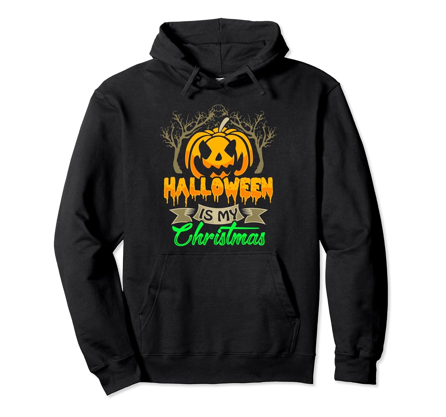 Halloween Is My Christmas Pullover Hoodie Pumpkin Orange-Rose