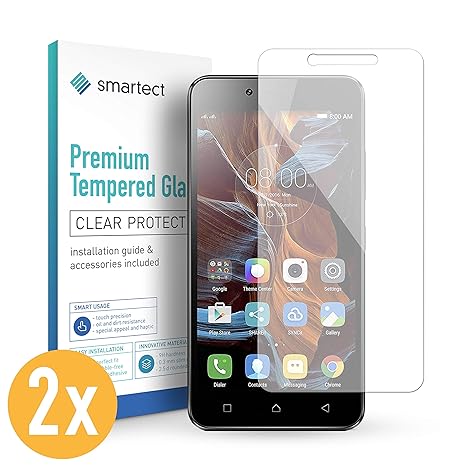smartect Panzerglas für Lenovo Vibe K5 / K5 Plus/Lemon 3 [2 Stück] - Displayschutz mit 9H Härte - Blasenfreie Schutzfolie - A