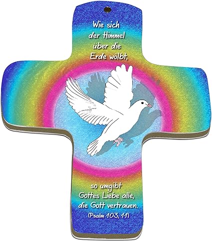 metALUm Premium Wandkreuz aus Metall und MDF | Taube | #52016