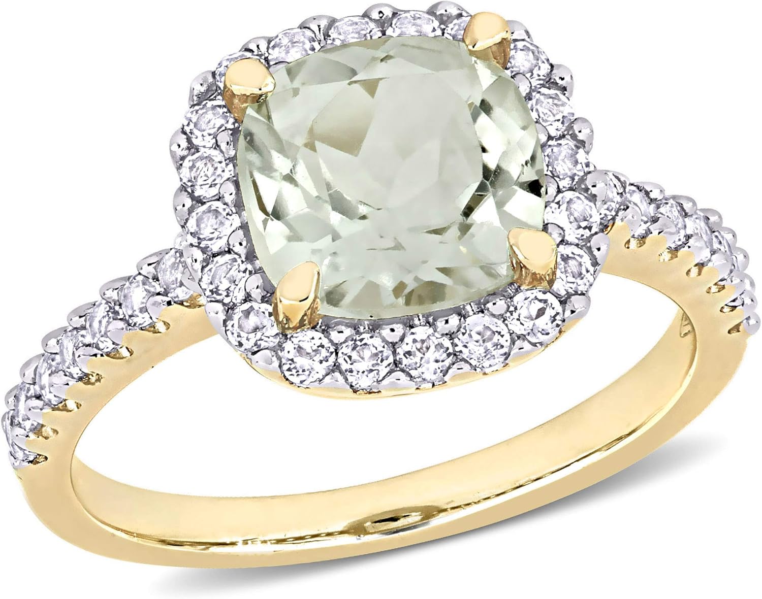 Abbie+Cleo Womens Cushion Cut Gemstone Halo Statement Ring in Flash Plated Sterling Silver: Jewelry