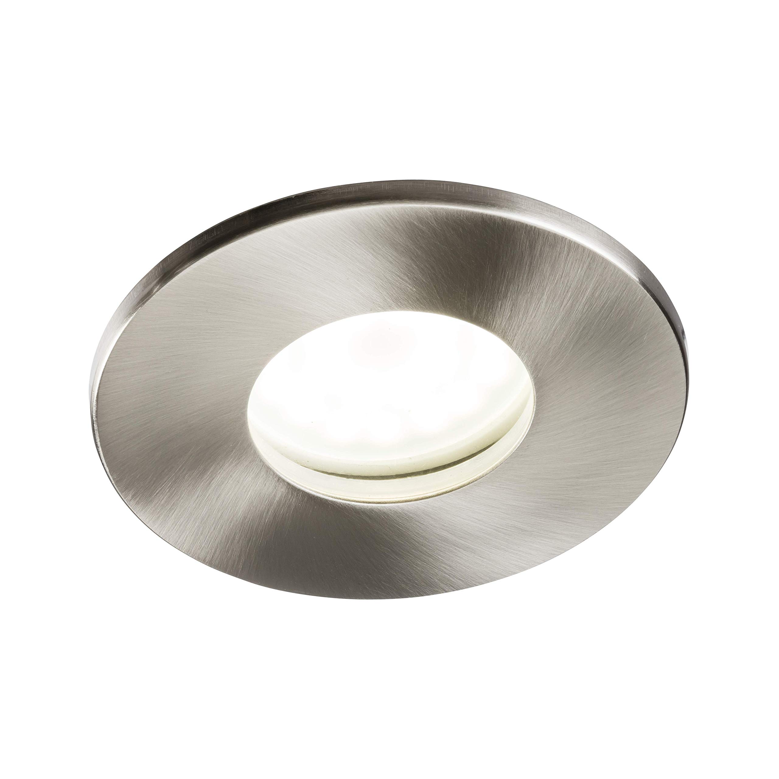 Knightsbridge 230V IP65 Fixed GU10 Fire-Rated Downlight Brushed Chrome, VFCFIPBC
