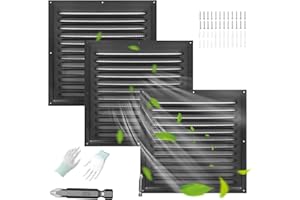 TIHCXNY (Black 3 Pack 12" x 12"Inch) Gable Vents, Aluminum Walls, Lofts, Garages etc with Screened Metal Shed Vents, Outdoor House Loft Ceiling Reinforced Square Vents Shutters Exterior Grille (Matt)