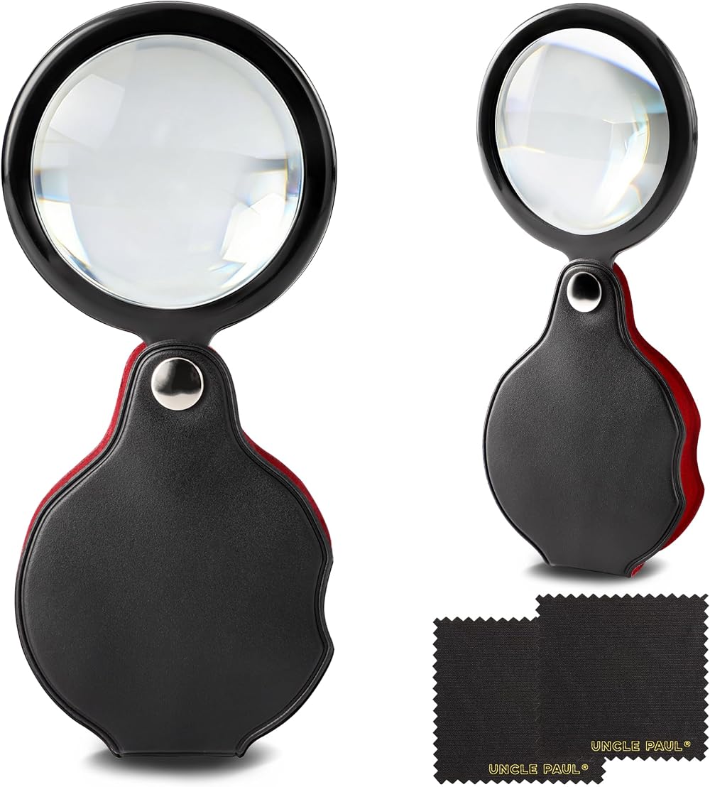 Uncle Paul 20X Pocket Magnifier 2 Pack Black Folding Eye Loupe OS1802