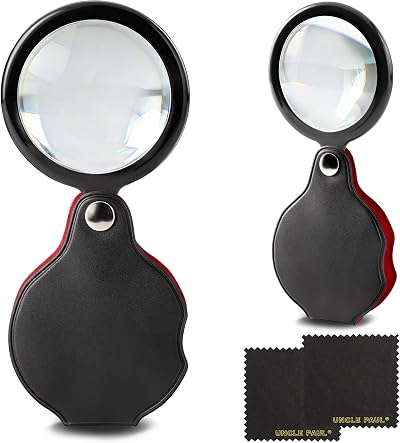 Uncle Paul 20X Pocket Magnifier 2 Pack Black Folding Eye Loupe OS1802