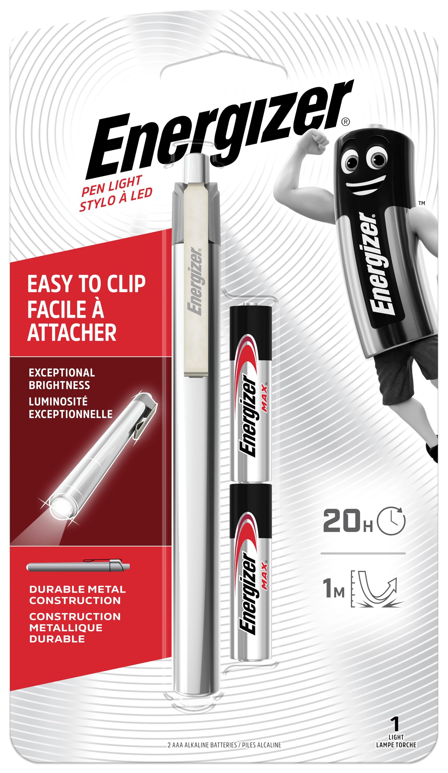 Energizer Penlite LED Torch with 2 x AAA Alkaline Batteries, Black