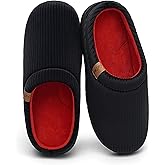 Men's Two-Tone Slippers with Arch Support Slip-On Warm House Shoes Cozy Memory Foam Indoor/Outdoor Breathable Slipper