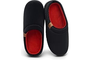 SADUCK Men's Two-Tone Slippers with Arch Support Slip-On Warm House Shoes Cozy Memory Foam Indoor/Outdoor Breathable Slipper