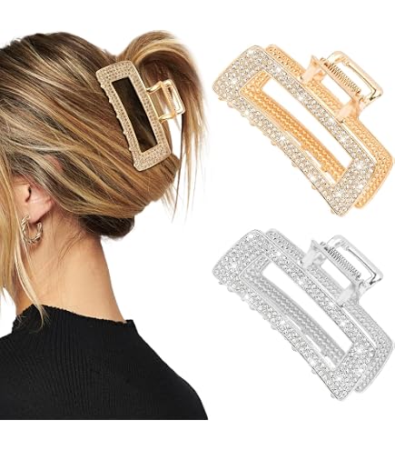 Amazon.com : 2 Pack Large Rhinestone Hair Clips, Crystal  display picture 2