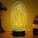 Attivolife Virgin Mary Gifts, 3D Our Lady Night Light Illusion Hologram Lamp 16 Color Changing with Remote Control, LED Best Birthday Christian Mothers Day Gifts for Religious Women Mom