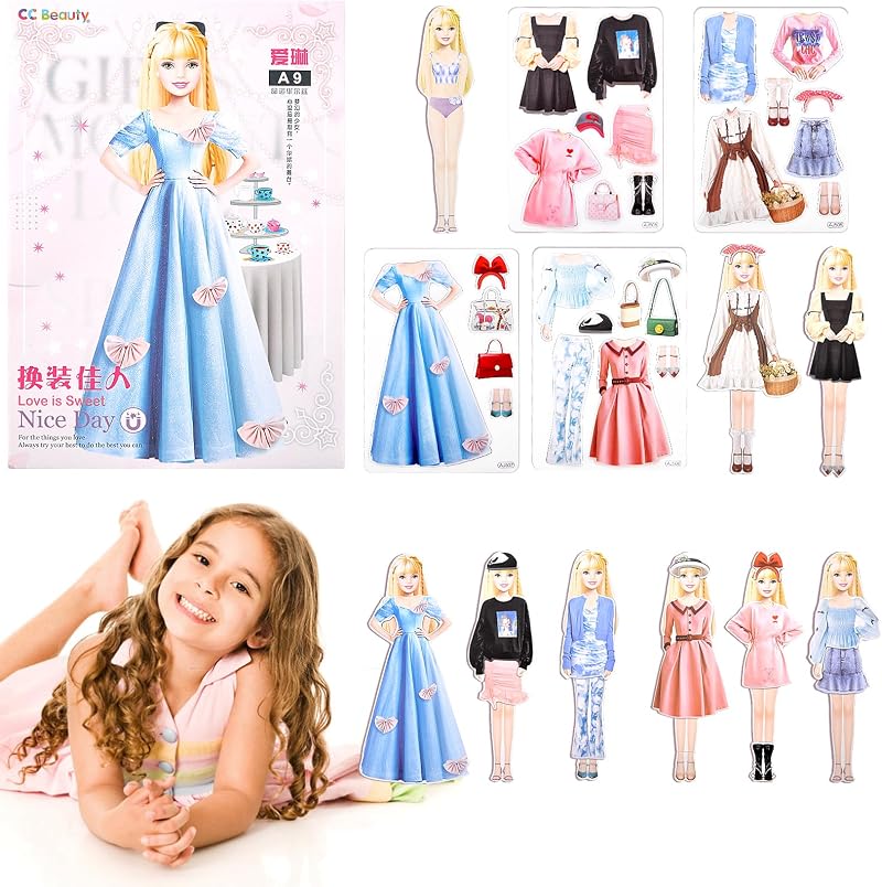 Vibbang Magnetic Princess Dress Up Doll Play Travel Toy for Girls Ages 3-12