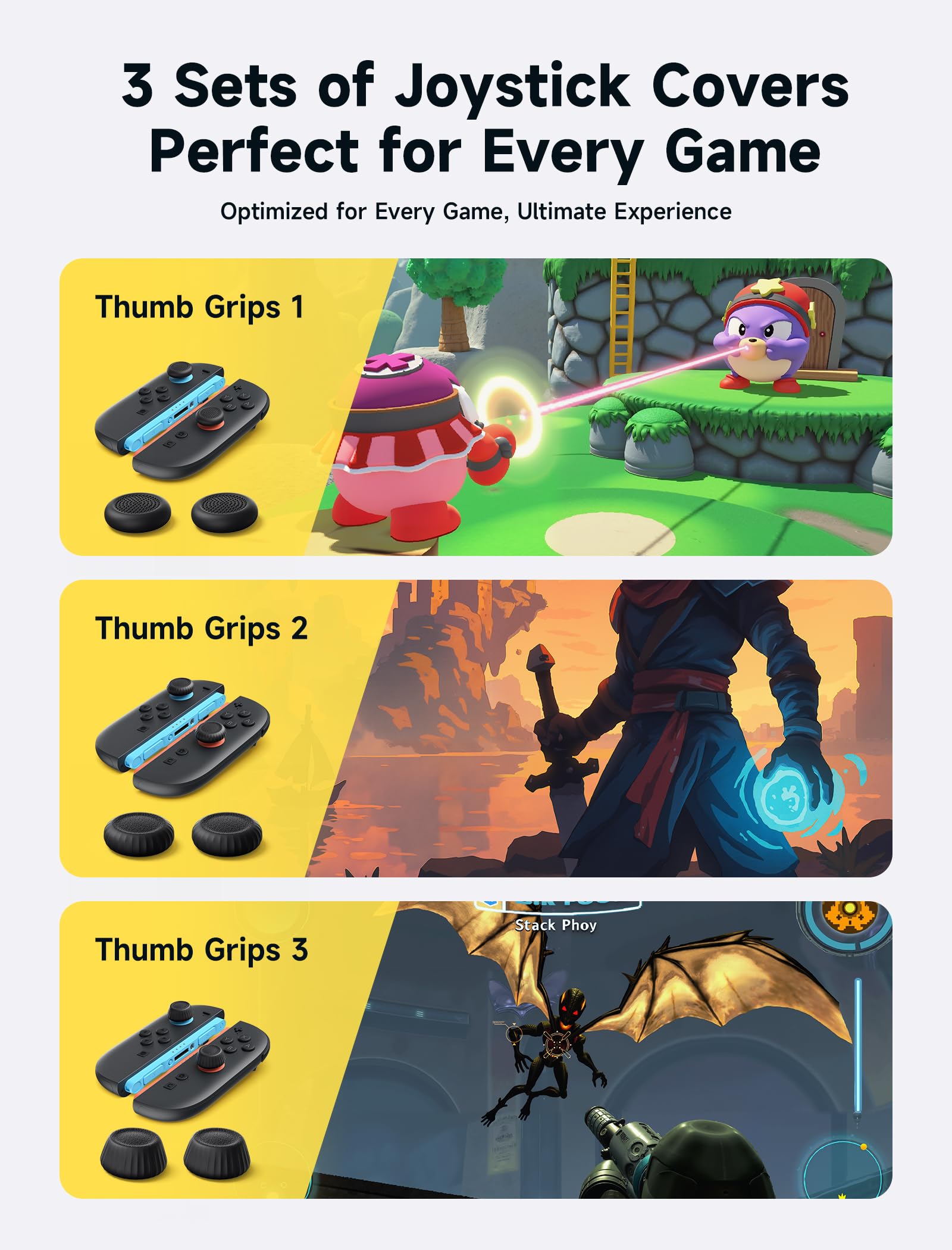 JSAUX Joystick Kappen für Nintendo Switch 2 (2025 Rutschfestes Upgrade), Switch ersatzteile, Verbesserter Gaming-Grip, Komfortabel & Langlebig, Switch 2 joycon Controller Zubehör – Schwarz (6 Stück) 5