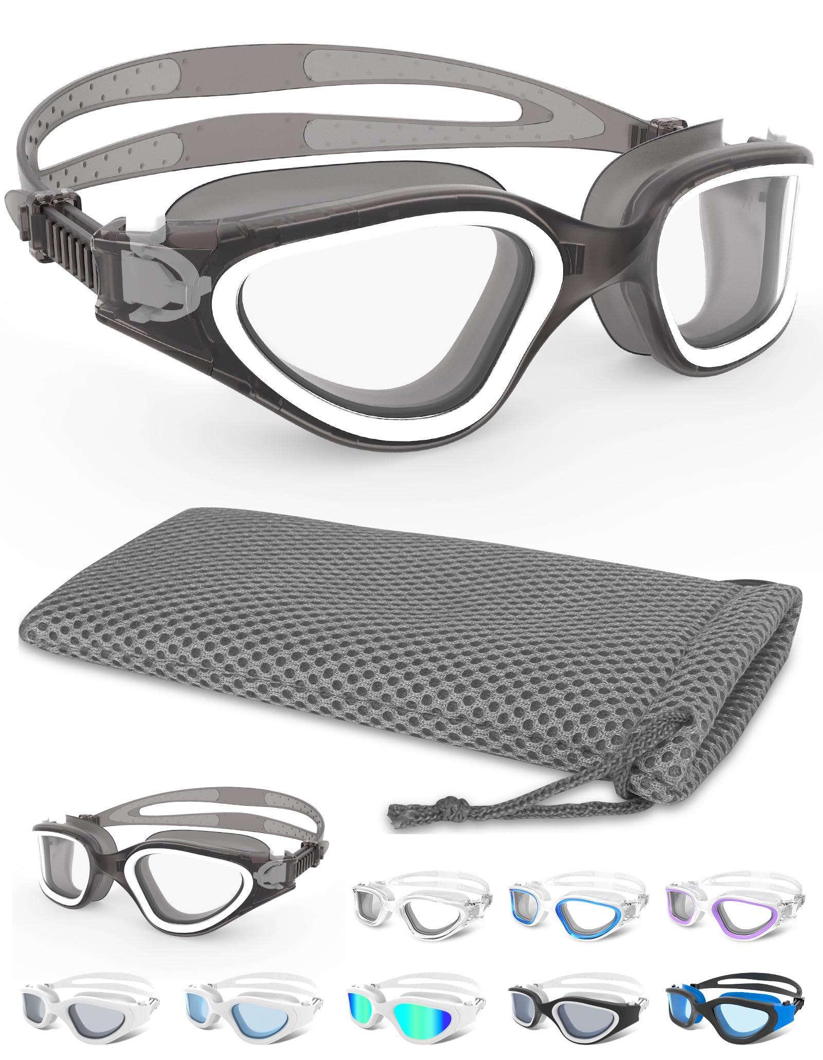 Winline Swimming Goggles Clear Vision Anti Fog Anti UV Anti Leak Waterproof Easy to Adjust Swim Goggles for Adult Men Women Teenager