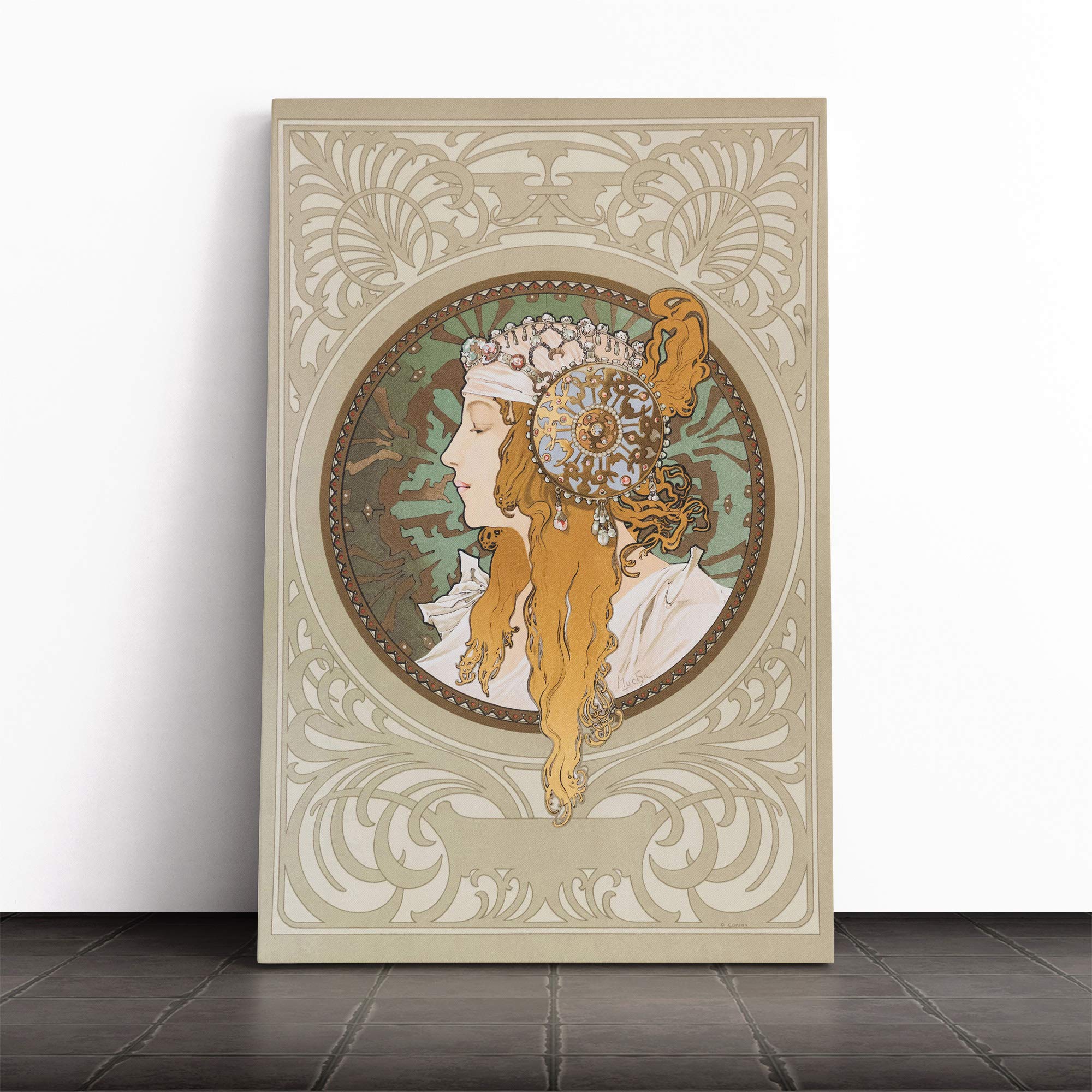 Alphonse Mucha Byzantine Canvas Print | Gallery Wrapped 30mm Frame Wall Art | 20x14 inches | Ready to Hang | Modern Picture | Living Room Bedroom Lounge Office