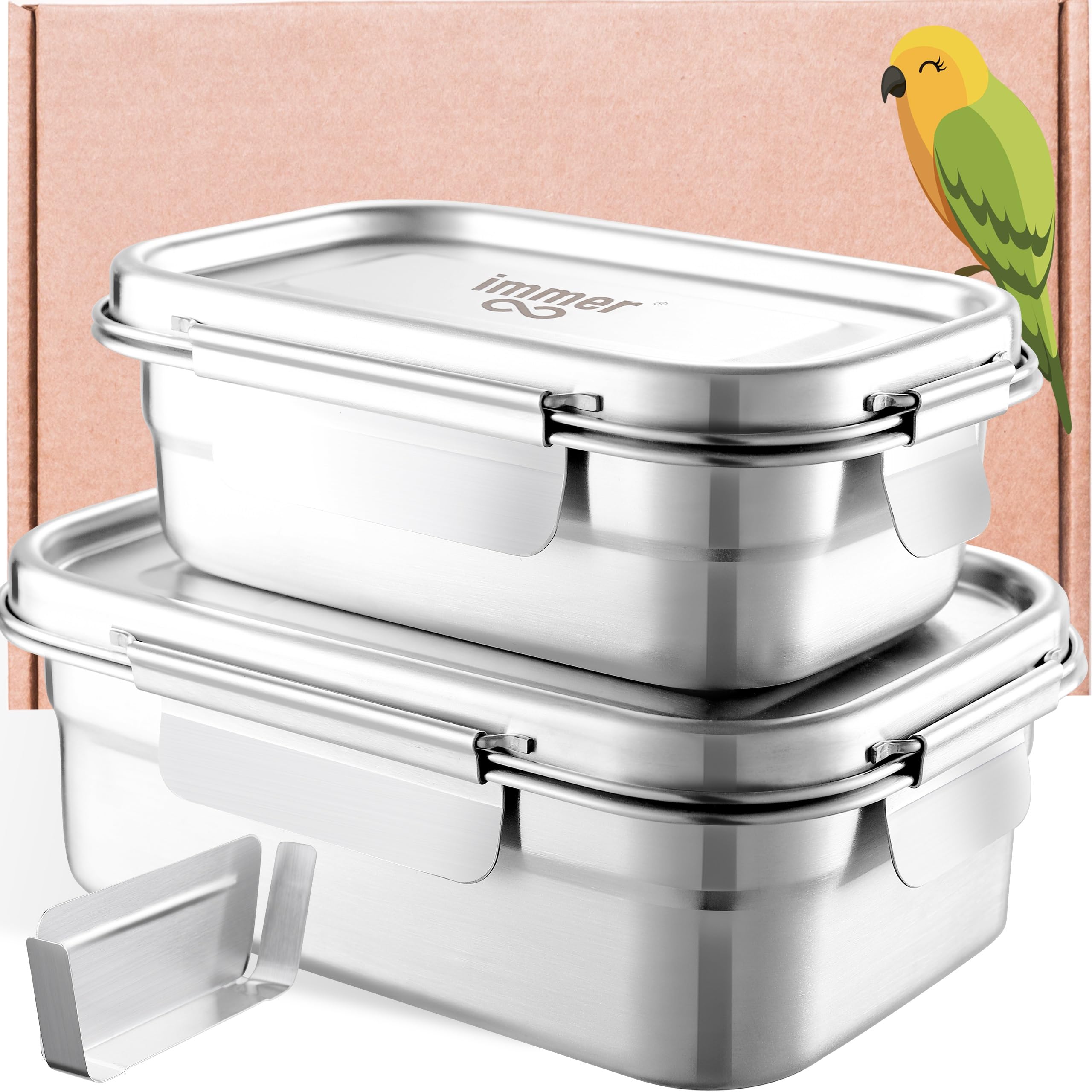 immer Bento Lunchbox – Stainless Steel Plastic-Free Eco Lunch Box, Leakproof and BPA-Free Silicone Seal (SafeLock Set 28+56oz)