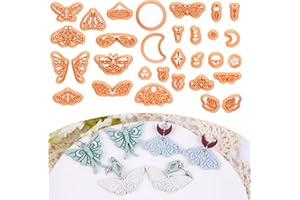 Puocaon Moth Polymer Clay Cutters - 31 Pcs Cutters for Earrings & Jewelry, Retro Butterfly & Luna Moth Designs