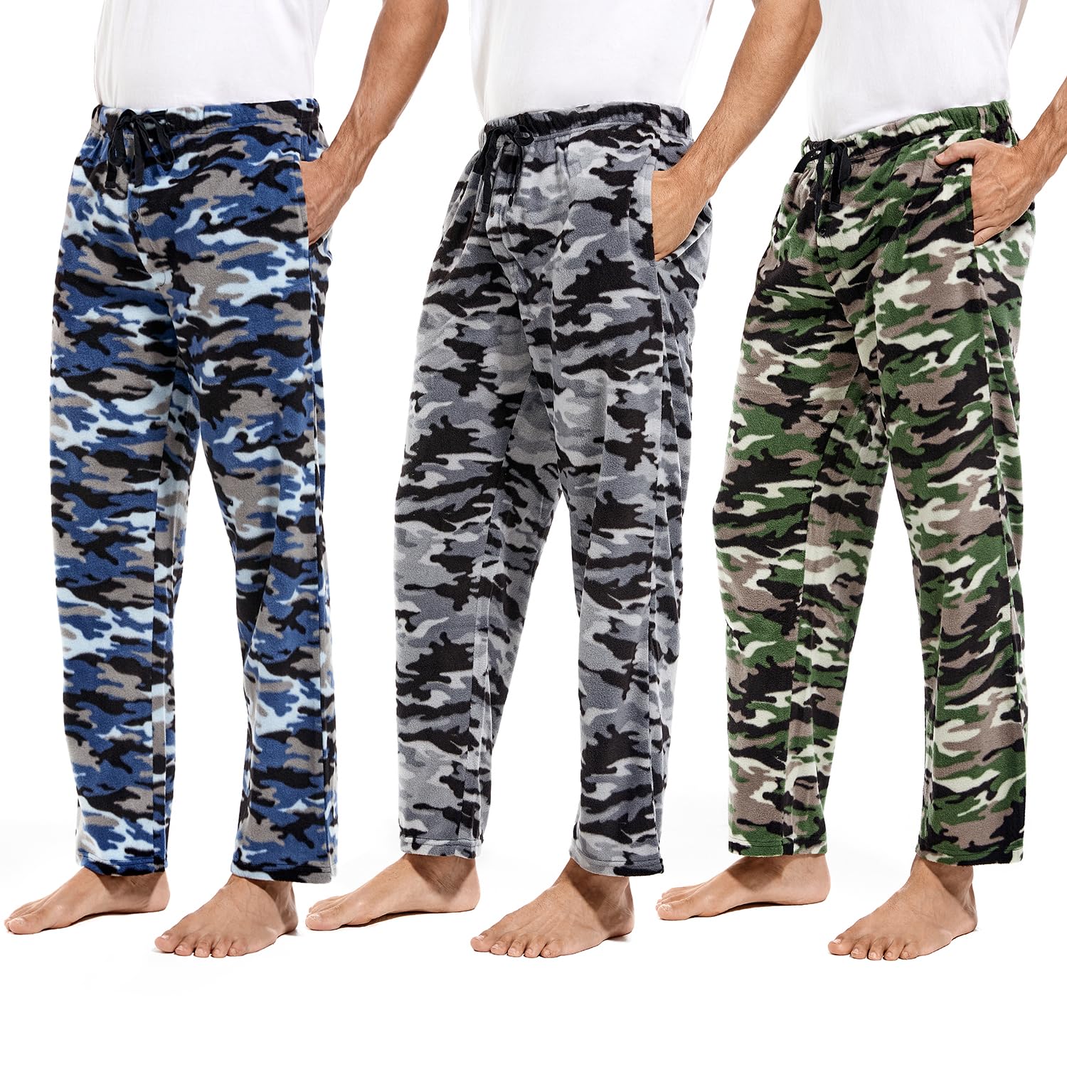DG Hill Camo Pajama Pants - Mens Lounge Pants with Pockets Family Matching Pajamas 3 Pack - Matching PJS Bottoms Flannel Sleepwear Set Image
