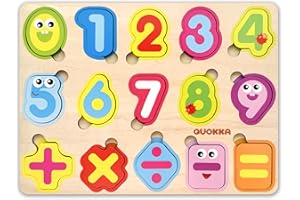 QUOKKA Wooden Puzzles for Toddlers 3-5 - Numbers Toddler Puzzles 1-3 Years Old - Digits Gift Educational Toys for Boys and Gi