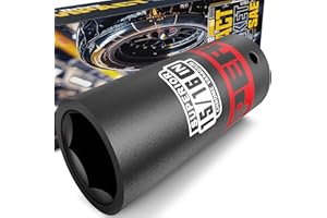 Aiourx 1/2" Drive Impact Socket, 15/16 inch Deep Socket, SAE, 6 Point, CR-V, for Car Repair, Loosen the Fastening Nut