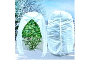 KXCOFTXI 2Pcs Plant Covers, 7.9x5.9FT Winter Tree Covers with Drawstring and Zipper, Frost Cloths for Outdoor Plants (White)