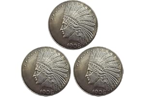 WRFLC 3X Antique Liberty Indian Head Ten-Dollars Coin & Uncirculated Morgan Dollar Old Coins Enhance Your American Coin Collection with Rare & Historical Coins Perfect Quality, Ideal for Collectors (1908