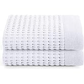 GILDEN TREE Waffle Hand Towels for Bathroom Quick Dry Large Luxury Lint Free Super Absorbent Cotton Hand Towels Set of 2, Modern Style (White)