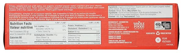 365 BY WHOLE FOODS MARKET, ORGANIC CRACKED PEPPER WATER CRACKERS, 4.4 OUNCE