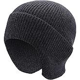 ZLYC Men's Winter Beanie Hat with Earflap Fashion Outdoor Warm Knit Daily Skull Cap