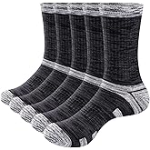 YUEDGE Men's Cushioned Hiking Socks Moisture Wicking Mens Socks Padded Anti-Odor Cotton Comfort Work Socks For Men, 5 Pairs