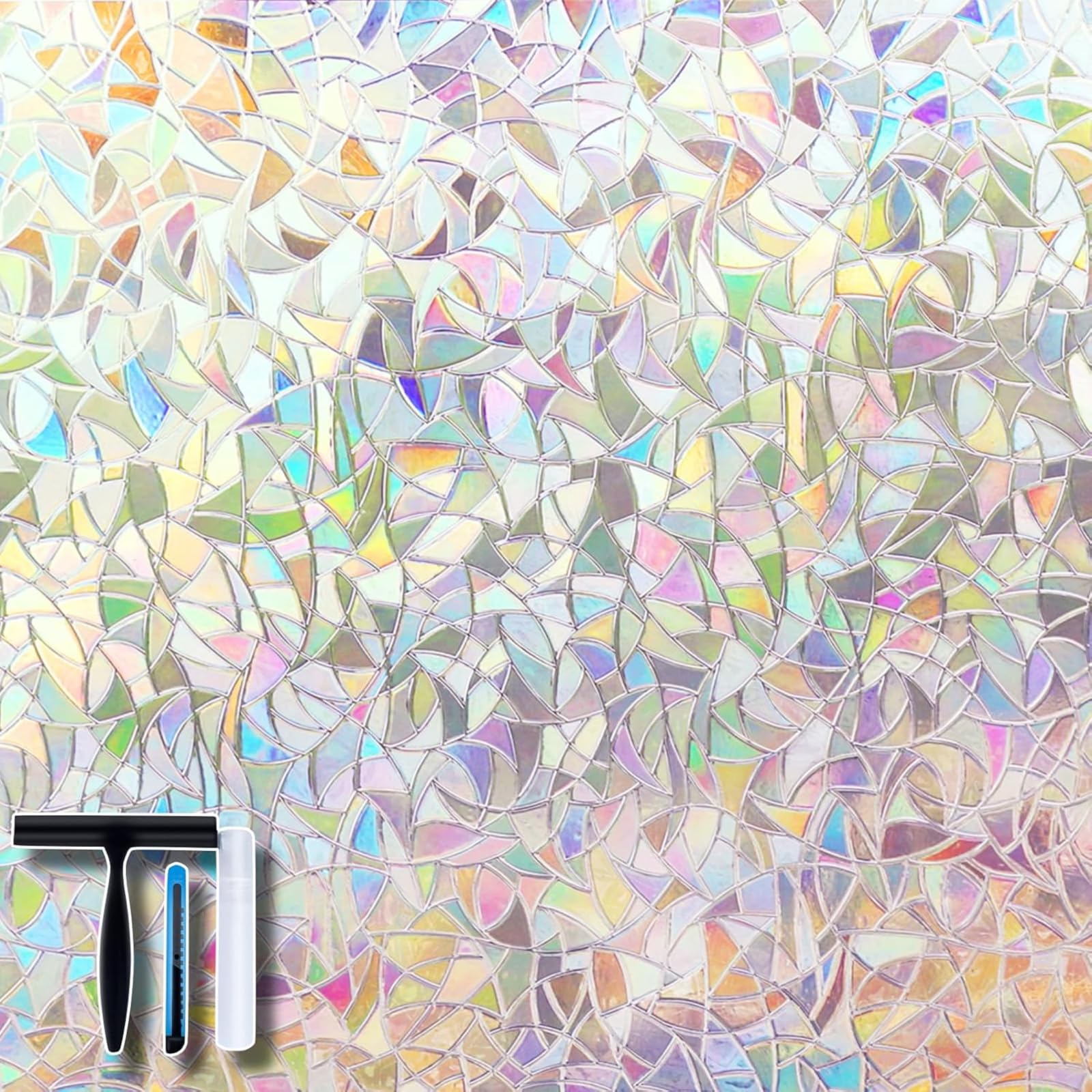 Volcanics Privacy Window Film Decorative Window Cling Glass Film Reflective 3D Window Film 90 x 200CM Non-Adhesive Window Stickers Static Cling