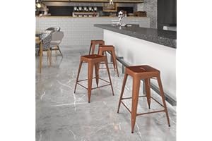 EMMA + OLIVER Commercial Grade 24" H Backless Copper Indoor-Outdoor Counter Height Stool