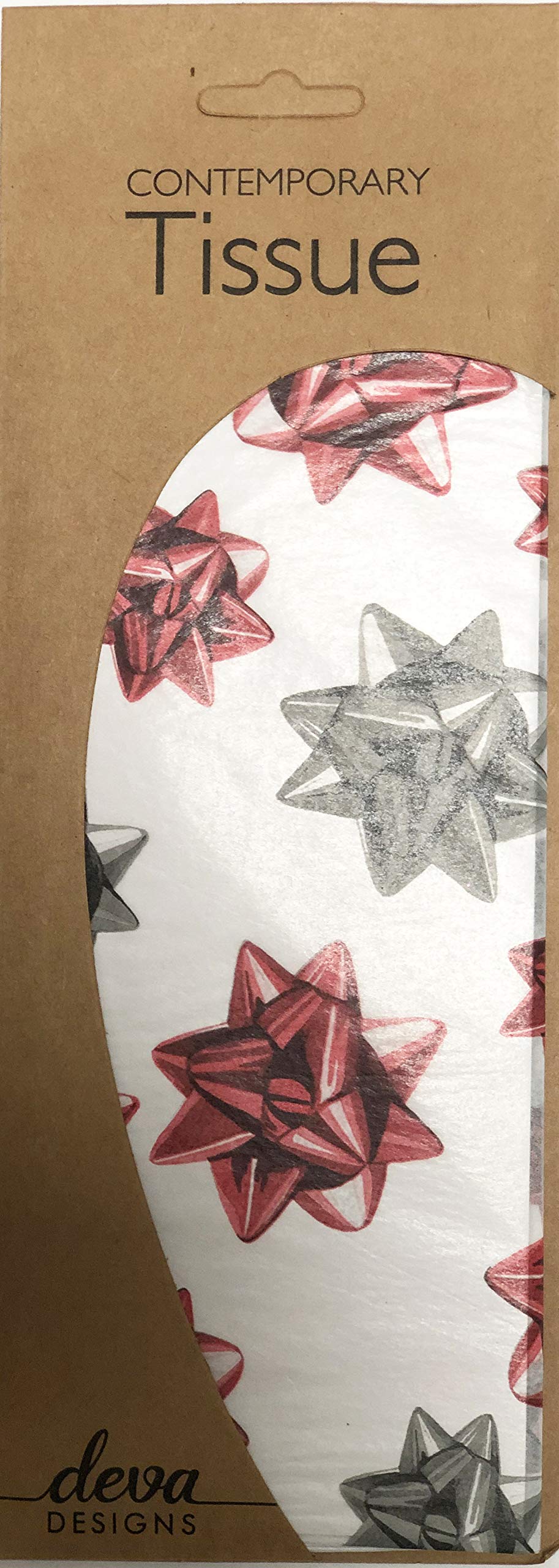 Painted Bows Red Present Bows Printed Patterned Tissue Wrapping Paper Deva Designs Luxury 4 Sheets 50 x 70 cm