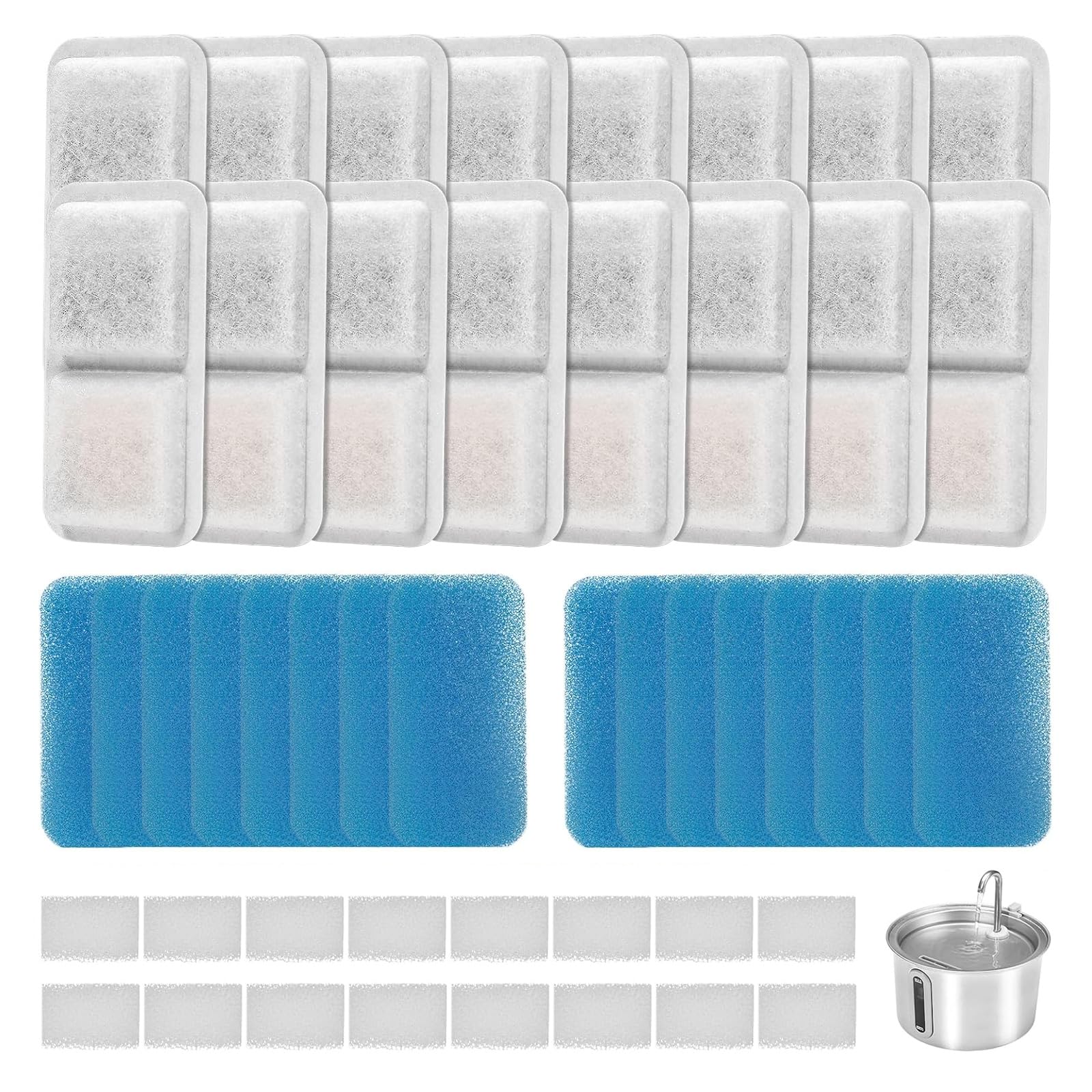 Photo 1 of (16 Pack) Cat Water Fountain Filters Replacement Compatible With oneisall Cat Water Fountain, Cat Fountain Filters for 67oz/2L Stainless Steel Cat Fountain