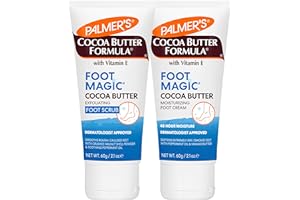 Palmer's Cocoa Butter Formula Foot Magic Bundle, Exfoliating Foot Scrub and Moisturizing Foot Cream for Dry, Cracked Heels (2 x 2.1 oz Tubes)
