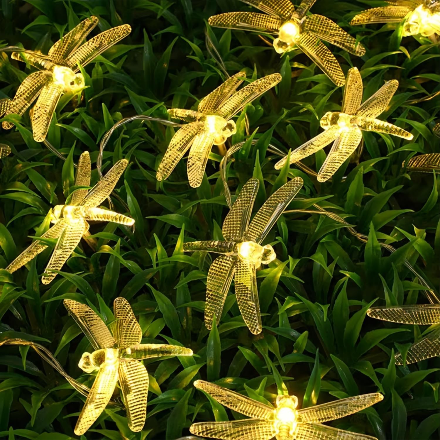 USJF Dragonfly Garden Lights, Solar Fairy Lights Outdoor Garden for Patio Party Swimming Pool Decoration (Warm White)