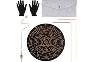 Windspeed 6 Divination Tools Kit Set Include 99.99% Dowsing Rods Copper Spiritual Dowsing Pendulum Board for Finding Water, Detect Gold, Locating Lost Items, Ghost Hunting