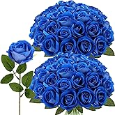 MERIXMAS Roses Artificial Flowers, Fake Velvet Silk Roses with Stems for Indoor Outdoor Decor, Realistic Roses in Bulk for Wedding Centerpiece Party, Valentines Birthday (24,Blue)