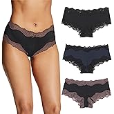 Maidenform Women's Underwear Pack w/Low-Rise, 3-Pack, Cheeky Lace Underwear Women Pack, Comfortable Lace Panties for Women