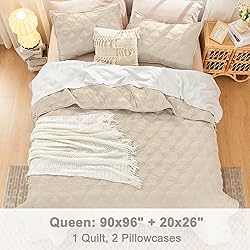Litanika Queen Quilt Bedding Set, Oatmeal Summer