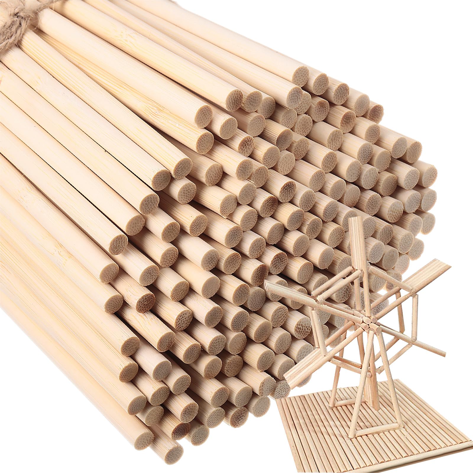 Geelin 600 Pcs Wooden Dowel Rods Bulk 1/4 x 6 Inch Round Wood Sticks for Crafts Wood Dowels DIY Wooden Rod Unfinished Hardwood Sticks Cake Dowels for Tiered Cakes Crafting Art Project Decorations